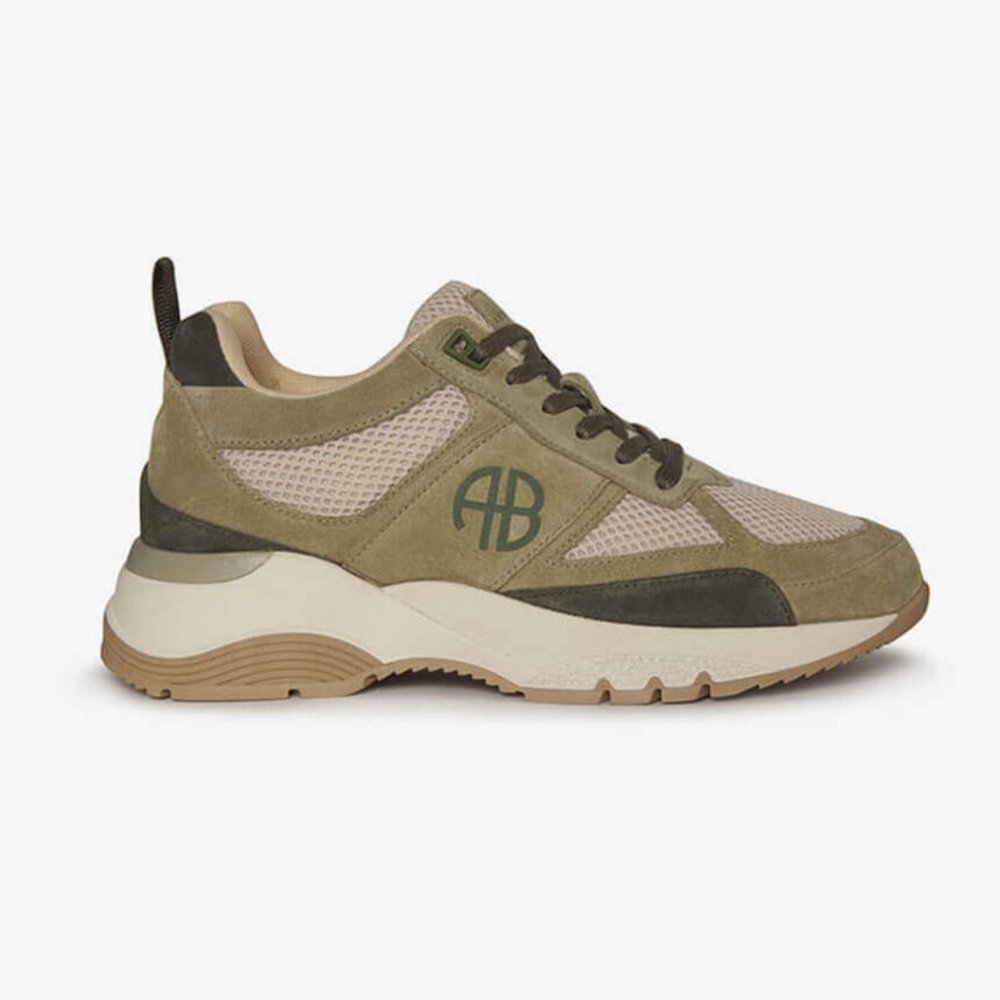 Anine Bing Olive and Beige Sneakers